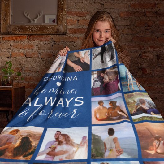 Blue Immer & Forever Foto Collage Fleecedecke