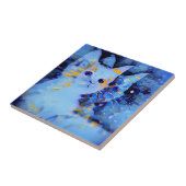 Blue Impressionist Style Kitten Art für Katzen Lie Fliese (Seite)