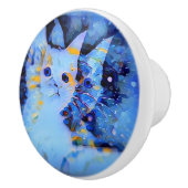 Blue Impressionist Style Kitten Art für Katzen Lie Keramikknauf (Rechts)