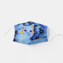 Blue Impressionist Style Kitten Art für Katzen Lie Mund-Nasen-Maske Aus Stoff