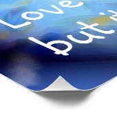 Blue Impressionist Style Kitten Rescue Liebe Quote Poster (Ecke)