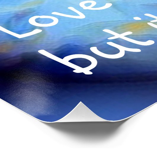 Blue Impressionist Style Kitten Rescue Liebe Quote Poster (Ecke)