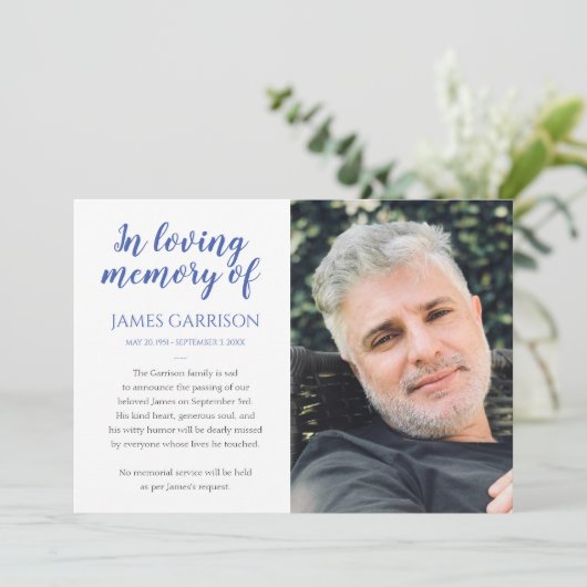 Blue in Love Memory Foto Ankündigung (Stehend Vorderseite)