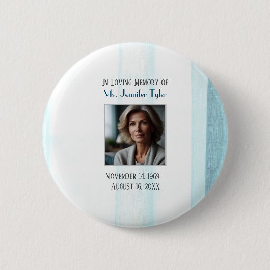 Blue in Love Memory Funeral Memorial Keepake Button (Vorderseite)