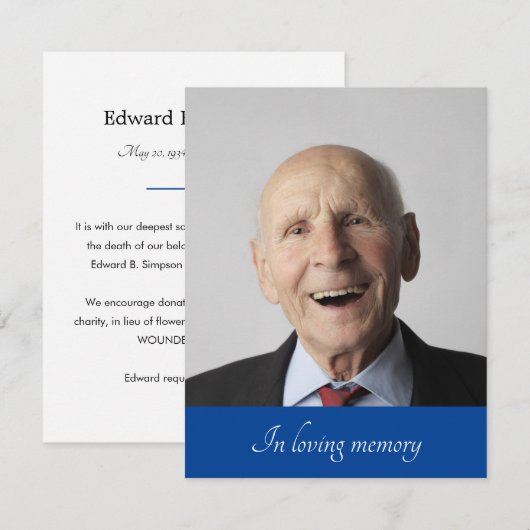 Blue in Love Memory - reduziertes Announcement-Fot Einladung (Vorne/Hinten)