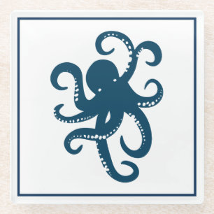 Blue In White Octopus Abbildung Glasuntersetzer