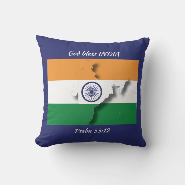 Blue INDIA FLAG Kissen (Vorderseite)