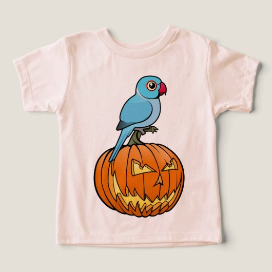 Blue Indian Ringneck on Pumpkin Halloween (Design Vorderseite)