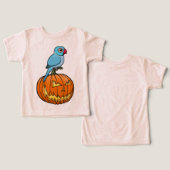 Blue Indian Ringneck on Pumpkin Halloween (Design Vorderseite & Rückseite)