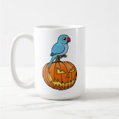 Blue Indian Ringneck on Pumpkin Halloween Kaffeetasse (Links)