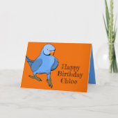 Blue Indian Ringneck Parakeet Birthday Parrot Name Karte (Vorderseite)