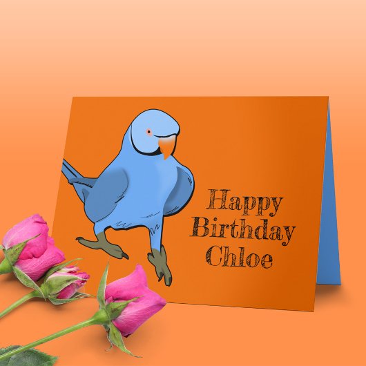 Blue Indian Ringneck Parakeet Birthday Parrot Name Karte