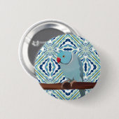 Blue Indian Ringneck Parakeet Button (Vorne & Hinten)