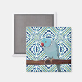 Blue Indian Ringneck Parakeet Magnet (Vorderseite/Rückseite)