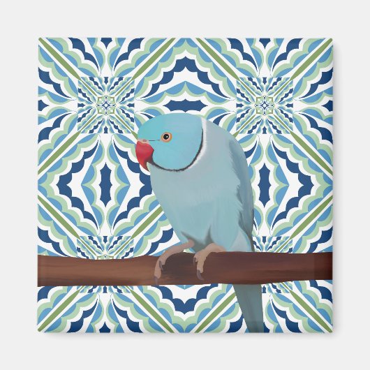 Blue Indian Ringneck Parakeet Magnet (Vorne)