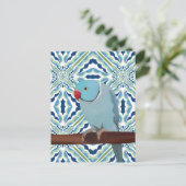 Blue Indian Ringneck Parakeet Postkarte (Stehend Vorderseite)