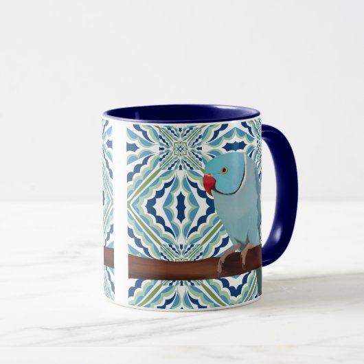 Blue Indian Ringneck Parakeet Tasse (VorderseiteRechts)