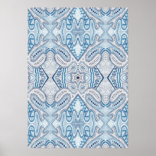 Blue Indigo Abstract Poster