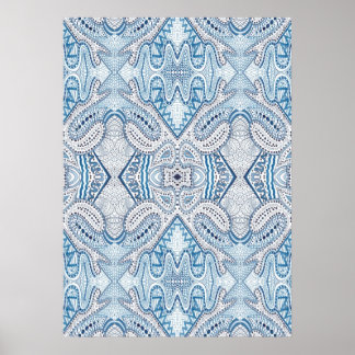 Blue Indigo Abstract Poster