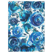 Blue Indigo Floral Blume Elegant Personalisiert Klemmbrett (Rückseite)