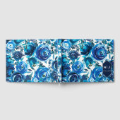 Blue Indigo Floral Blume Elegante schicke Hochzeit Gästebuch (Voll)