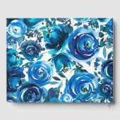 Blue Indigo Floral Blume Elegante schicke Hochzeit Gästebuch (Rückseite)