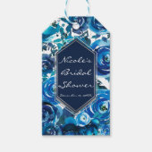 Blue Indigo Floral Blume Elegante schicke Hochzeit Geschenkanhänger (Vorderseite)