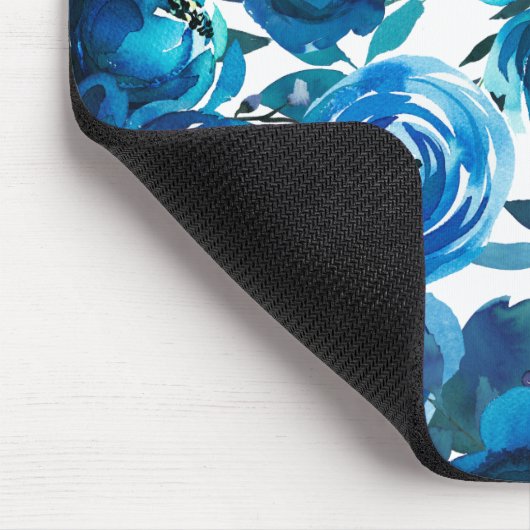Blue Indigo Floral Blume Elegantes Shabby Chic Mousepad (Ecke)