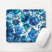 Blue Indigo Floral Blume Elegantes Shabby Chic Mousepad (Mit Mouse)