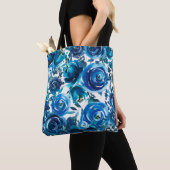 Blue Indigo Floral Blume Elegantes Shabby Chic Tasche (Von Nahem)