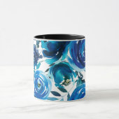 Blue Indigo Floral Blume Elegantes Shabby Chic Tasse (Zentrum)