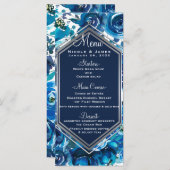 Blue Indigo Floral Blume Hochzeitsmenü Menükarte (Vorne/Hinten)