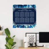 Blue Indigo Floral Blume Hochzeitssattel Poster (Heimbüro)