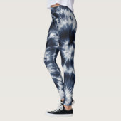 Blue Indigo Gefärbte Krawatte Shibori Boho Muster Leggings (Links)