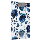 Blue Indigo Shabby Chic Glam Floral Personalisiert Klemmbrett (Rechts)