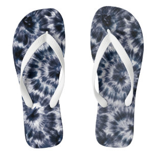 Blue Indigo Shibori Gefärbte Krawatte Badesandalen
