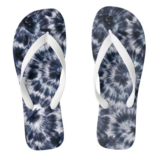 Blue Indigo Shibori Gefärbte Krawatte Badesandalen (Fußbett)