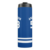 Blue Individuelle Name & Number Sports Fan Thermosbecher (Vorderseite)