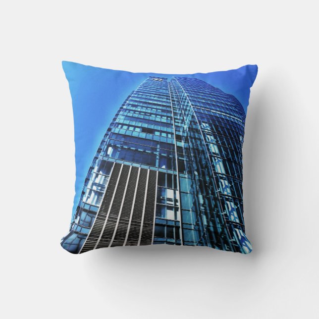 Blue Industrial Gebäude Throw Kissen (Vorderseite)