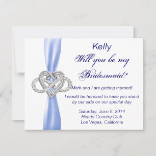 Blue Infinity Heart Bridesmaid Card Einladung