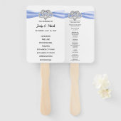 Blue Infinity Heart Wedding Program Fans Fächer (Vorne und Hinten)