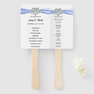 Blue Infinity Heart Wedding Program Fans Fächer