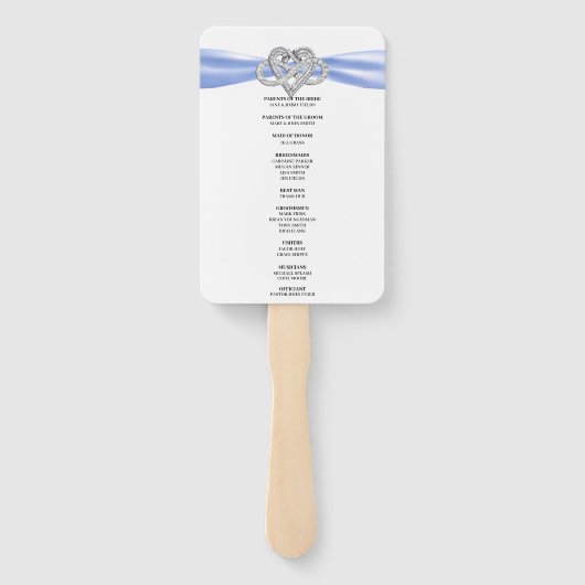 Blue Infinity Heart Wedding Program Fans Fächer (Rückseite)