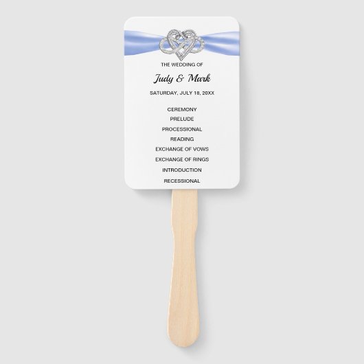 Blue Infinity Heart Wedding Program Fans Fächer (Vorderseite)