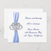 Blue Infinity Heart Wedding Reception Card Begleitkarte (Vorne/Hinten)