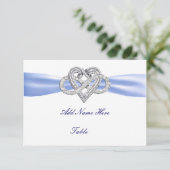 Blue Infinity Heart Wedding Table Platzkarte (Stehend Vorderseite)