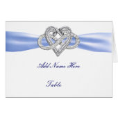 Blue Infinity Heart Wedding Table Platzkarte (Vorderseite (Horizontal))