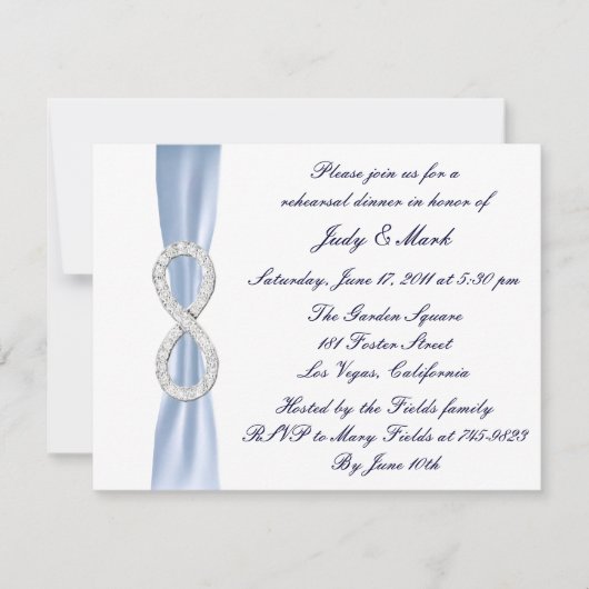 Blue Infinity Hochzeit Probe Dinner Einladung (Vorderseite)