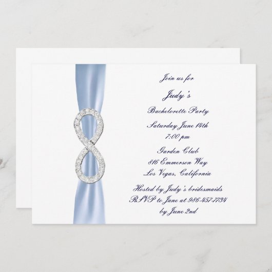 Blue Infinity Junggeselinnen-Abschied Einladung (Vorne/Hinten)