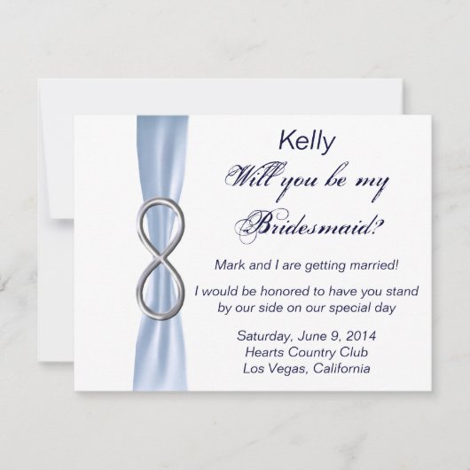 Blue Infinity Wedding Bridesmaid Card Einladung (Vorderseite)